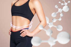 Sporty,Girl,With,Slim,Belly,Posing,Among,Dna,Stems.,Good